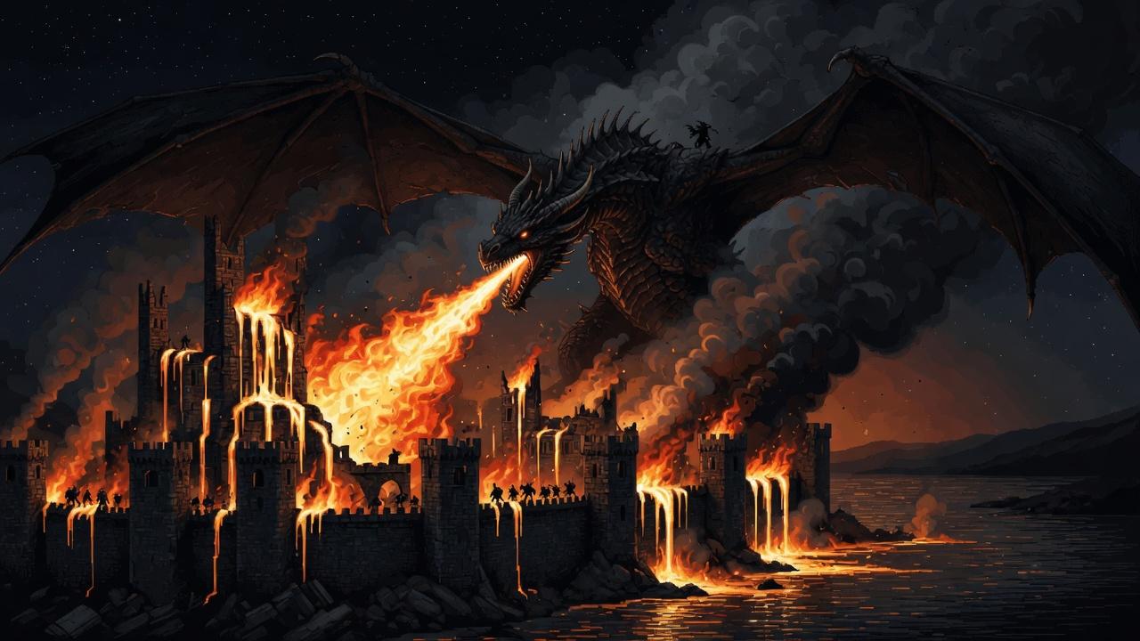 Depiction of The Burning of Harrenhal